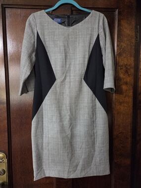 Pendleton Gray Plaid Sheath Dress with Black Side Insets